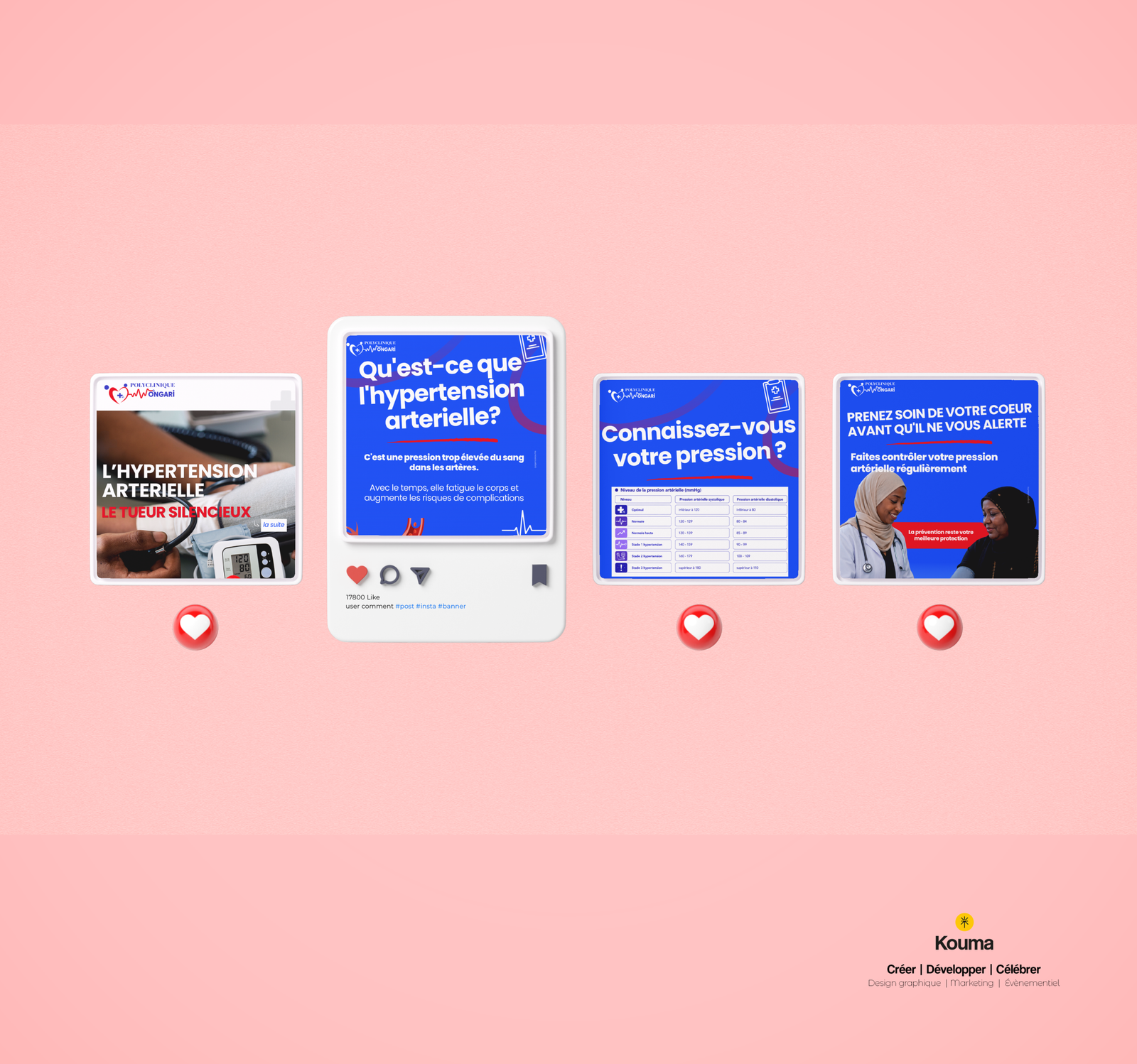 Visuel Instagram hypertension artérielle tueur silencieux – Polyclinique Ongari Niamey – Agence Kouma