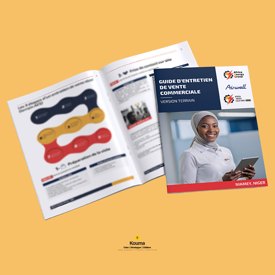 Mockup guide de vente commerciale Africa Energy Group Airwell – conception Agence Kouma Niamey