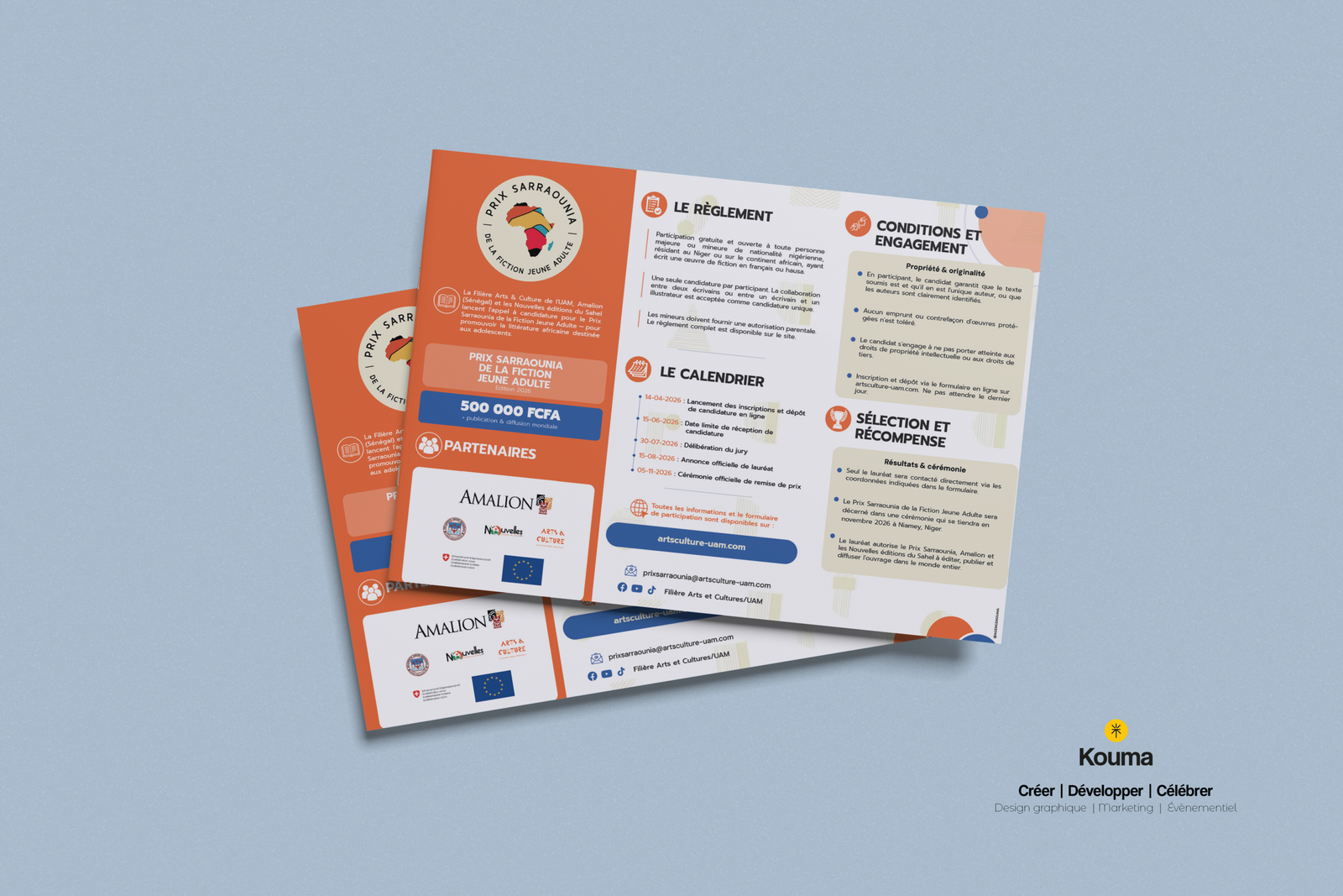 Flyer A4 Niamey — Prix Sarraounia 2026, conçu par Kouma Agence